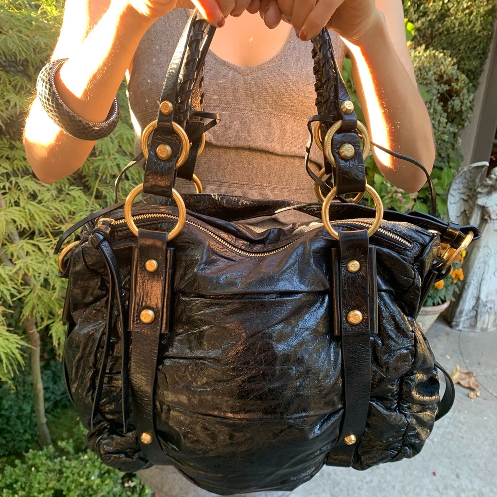 Francesco Biasia black leather bag
